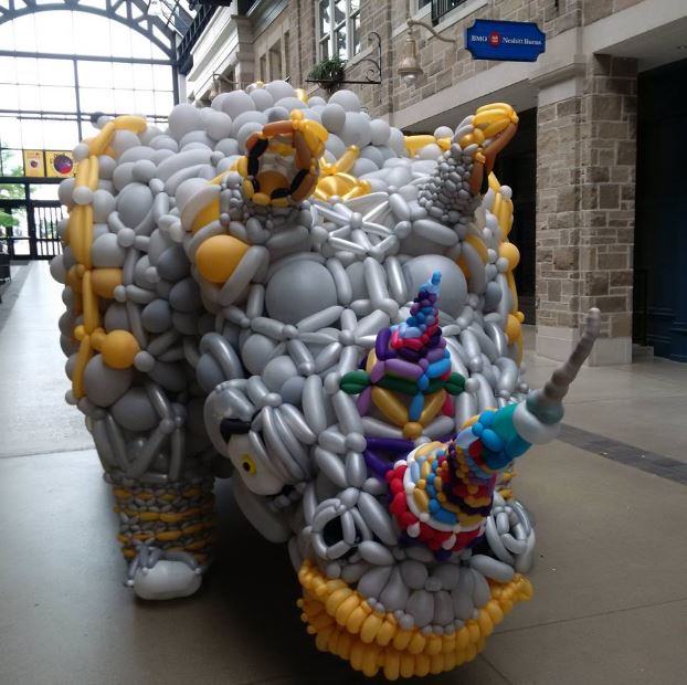 Mall in Downtown guelph and Baloon Rhino